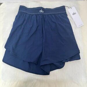 Alo Royal Blue Double-Layer Athletic Shorts, Women's Size S